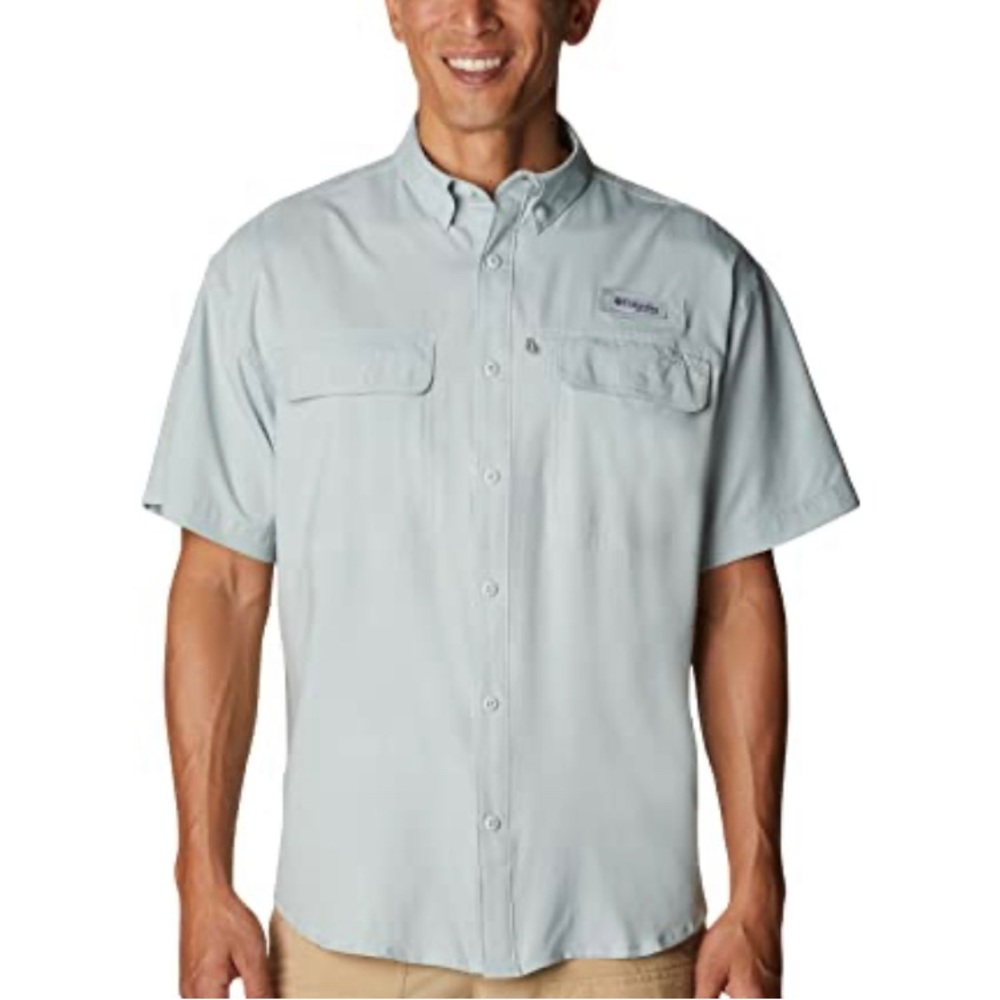 Columbia Men's PFG Skiff Guide™ Woven Short Sleeve Shirt in Cool Green